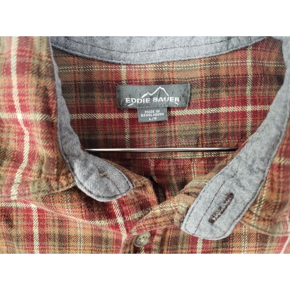 Eddie Bauer Flannel Size Large Plaid Button Down Outdoor‎ Wilderness Edition - Picture 3 of 7
